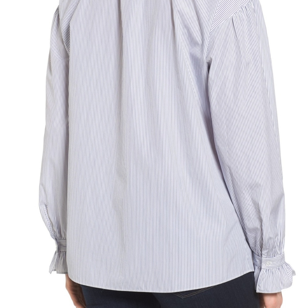 Nordstrom Signature striped ruffle button down top - Picture 3 of 8